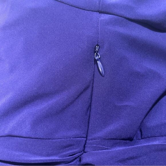 NWT Evan-Picone Grape Mist Dress Women’s 14 Short Sleeve Ruched Waist V Neck Zip - Picture 8 of 11